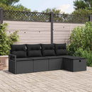 Sofa Sæt med pude med opbevaring 5 pcs Sort polyrattan