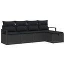 Sofa Sæt med pude med opbevaring 5 pcs Sort polyrattan