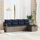 Sofa Sæt med pude 5 pcs Grå og Marineblå polyrattan