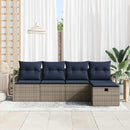 Sofa Sæt med pude 5 pcs Grå og Marineblå polyrattan
