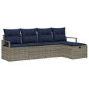 Sofa Sæt med pude 5 pcs Grå og Marineblå polyrattan