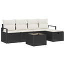 Sofa Sæt med pude med opbevaring 6 pcs Sort og Cream polyrattan