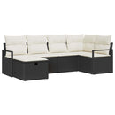 Sofa Sæt med pude med opbevaring Sort og Cream polyrattan