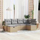 Sofa Sæt 6 stk. 6-Antal sæder Beige og lys grå polyrattan