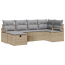 Sofa Sæt 6 stk. 6-Antal sæder Beige og lys grå polyrattan