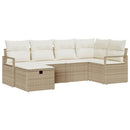 Sofa Sæt med pude 6 pcs Beige og creme polyrattan