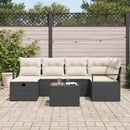 Sofa Sæt med pude med opbevaring 7 pcs Sort og Cream polyrattan