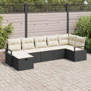 Sofa Sæt med pude med opbevaring 7 pcs Sort og Cream polyrattan