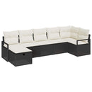 Sofa Sæt med pude med opbevaring 7 pcs Sort og Cream polyrattan
