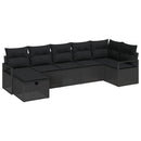 Sofa Sæt med pude med opbevaring 7 pcs Sort polyrattan