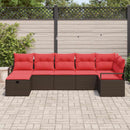 Sofa Sæt med pude med opbevaring 7 pcs Brun og Rød polyrattan