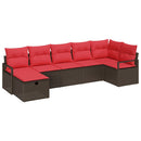 Sofa Sæt med pude med opbevaring 7 pcs Brun og Rød polyrattan