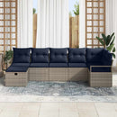 Sofa Sæt med pude 7 pcs Grå og Marineblå polyrattan