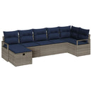 Sofa Sæt med pude 7 pcs Grå og Marineblå polyrattan