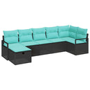 Sofa Sæt med pude 7 pcs Sort og turkis polyrattan