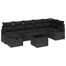 Sofa Sæt med pude med opbevaring 8 pcs Sort polyrattan