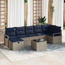 Sofa Sæt med pude 8 pcs Grå og Marineblå polyrattan