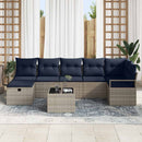 Sofa Sæt med pude 8 pcs Grå og Marineblå polyrattan