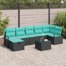Sofa Sæt med pude 8 pcs Sort og turkis polyrattan
