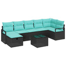 Sofa Sæt med pude 8 pcs Sort og turkis polyrattan