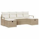 Sofa Sæt med pude 6 pcs Beige og creme polyrattan