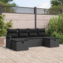 Sofa Sæt med pude med opbevaring 6 pcs Sort polyrattan