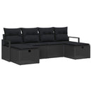 Sofa Sæt med pude med opbevaring 6 pcs Sort polyrattan