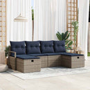 Sofa Sæt med pude 6 pcs Grå og Marineblå polyrattan