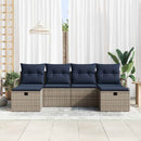 Sofa Sæt med pude 6 pcs Grå og Marineblå polyrattan