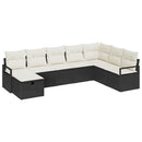 Sofa Sæt med pude med opbevaring 8 pcs Sort og Cream polyrattan