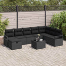 Sofa Sæt med pude med opbevaring 9 pcs Sort polyrattan