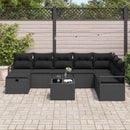 Sofa Sæt med pude med opbevaring 9 pcs Sort polyrattan