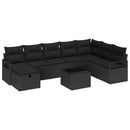 Sofa Sæt med pude med opbevaring 9 pcs Sort polyrattan