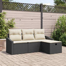 Sofa Sæt med pude med opbevaring 4 pcs Sort polyrattan