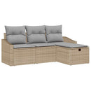 Sofa Sæt 4 stk. Beige polyrattan
