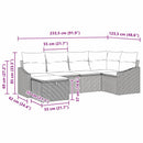 Sofa Sæt 6 stk. Beige og lys grå polyrattan