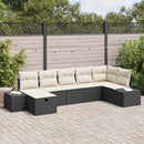 Havesofa Sæt med pude 7 pcs Sort polyrattan