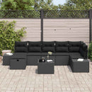 Havesofa Sæt 8 stk. Sort polyrattan