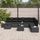 Havesofa Sæt 9 stk. Sort polyrattan