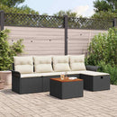 Havesofa Sæt med pude med opbevaring 6 pcs Sort polyrattan