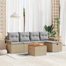 Havesofa Sæt 6 stk. Beige polyrattan