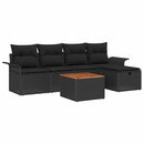 Havesofa Sæt 6 stk. Sort polyrattan