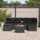 Havesofa Sæt 7 stk. Sort polyrattan