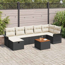 Havesofa Sæt med pude med opbevaring 8 pcs Sort polyrattan