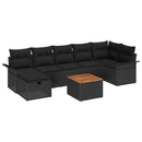Havesofa Sæt 8 stk. Sort polyrattan