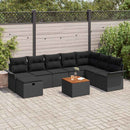 Havesofa Sæt 9 stk. Sort polyrattan