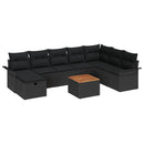Havesofa Sæt 9 stk. Sort polyrattan