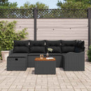 Havesofa Sæt 7 stk. Sort polyrattan