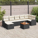 Havesofa Sæt med pude med opbevaring 8 pcs Sort polyrattan