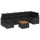 Havesofa Sæt 8 stk. Sort polyrattan